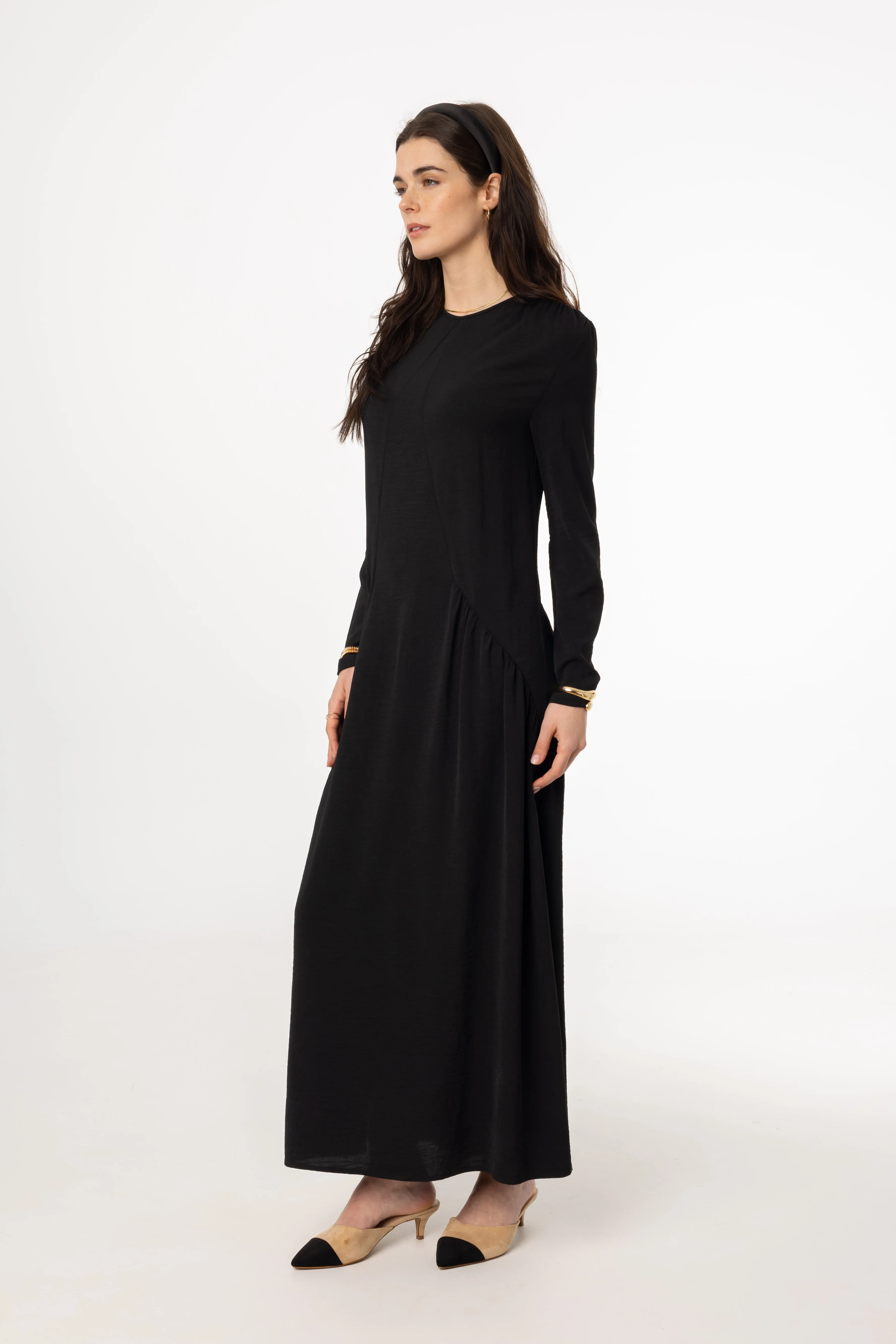 Black Detail Maxi Dress Simple yet chic gown Open Back