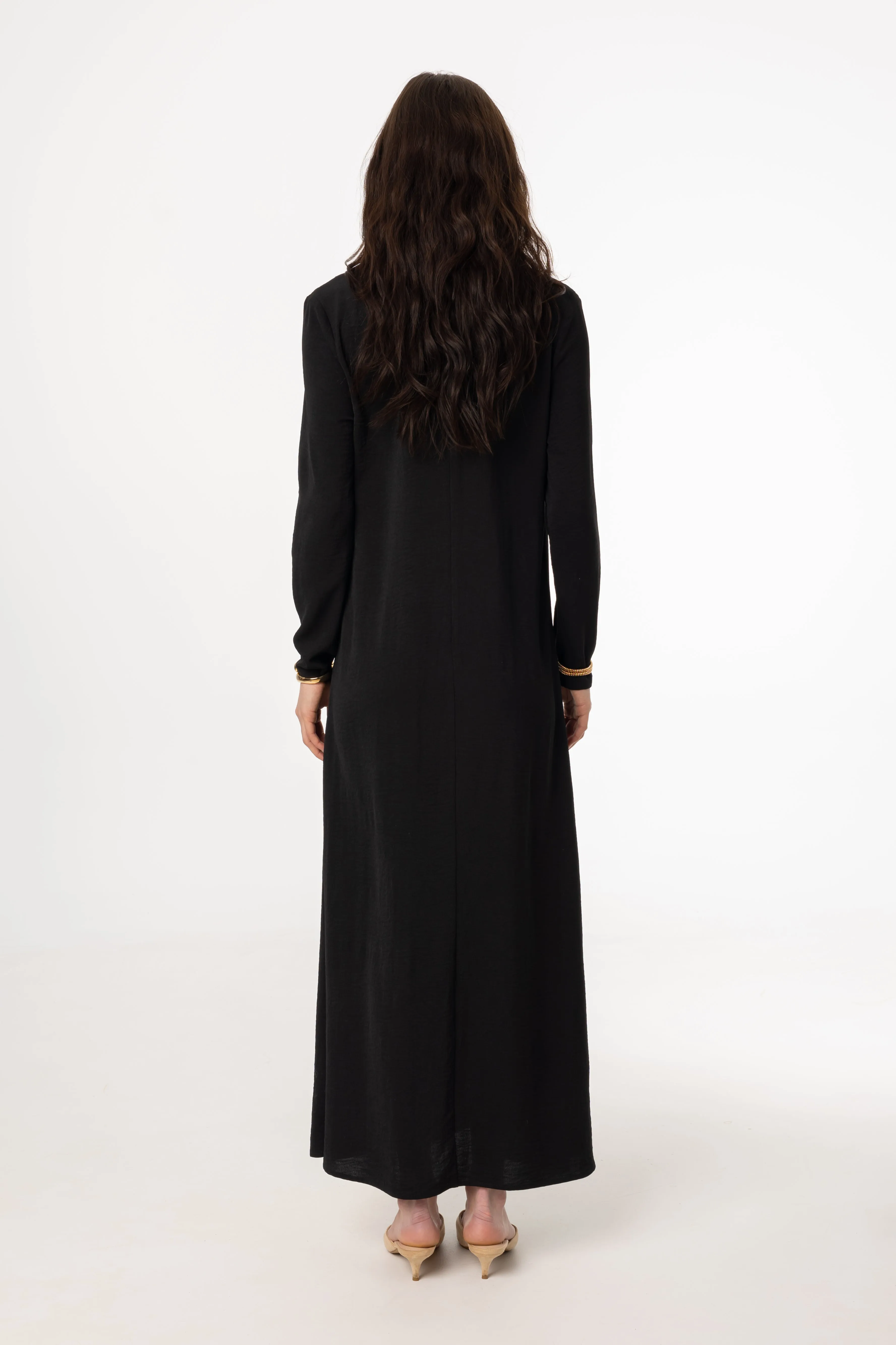 Black Detail Maxi Dress Smart Comfort