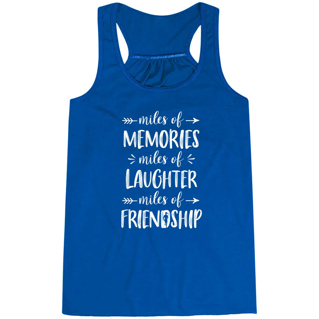 Flowy Racerback Tank Top - Miles of Friendship Mantra Mesh Lining round shape
