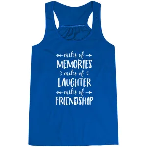 Flowy Racerback Tank Top - Miles of Friendship Mantra Mesh Lining round shape