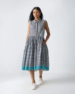 Ada Dress - Black & White Checks Sharp Mood Sleek Waist