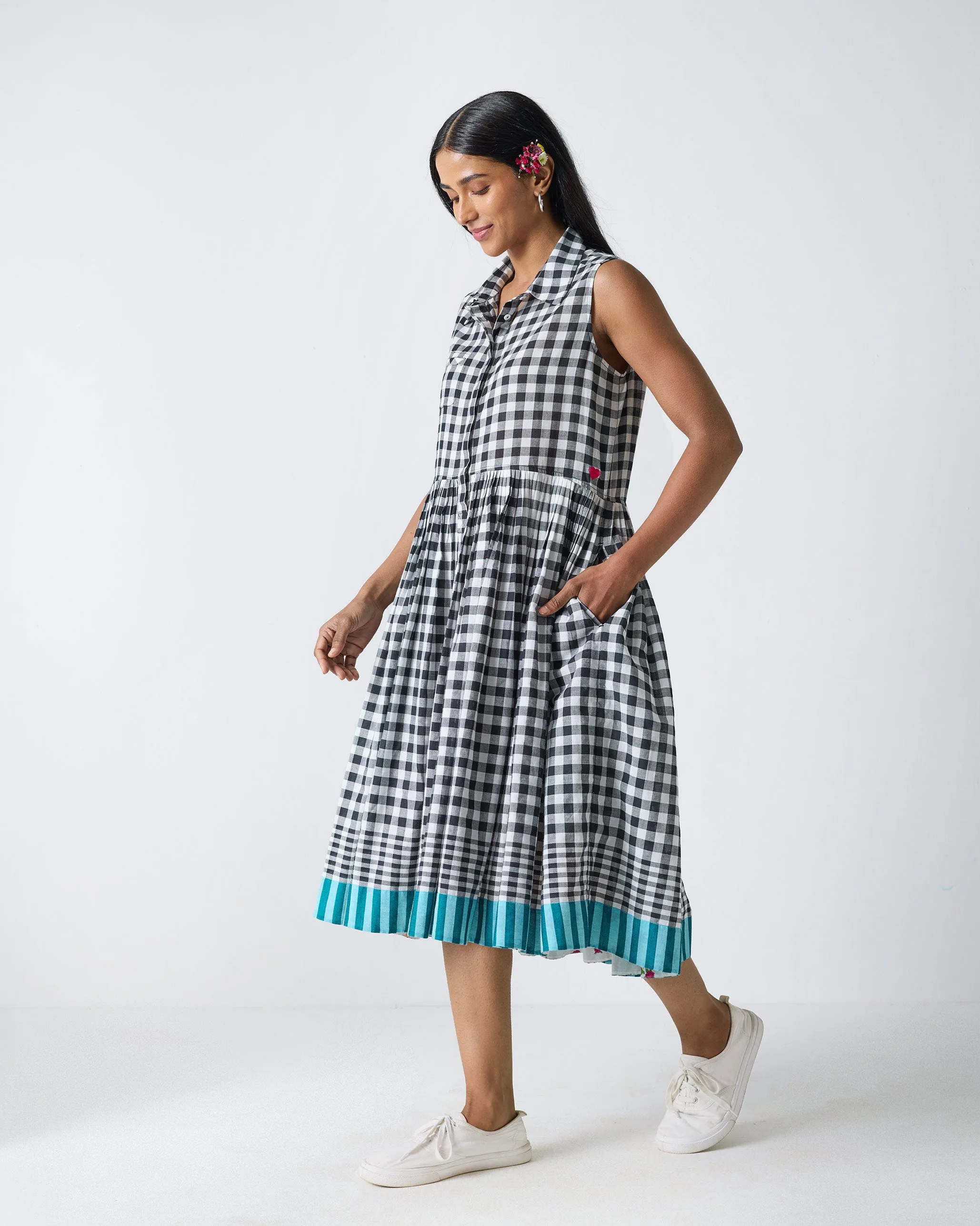 Refined Feel Ada Dress - Black & White Checks