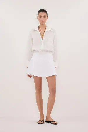 ALEA WHITE LINEN FLOUNCE MINI SKIRT Comfortable Motion