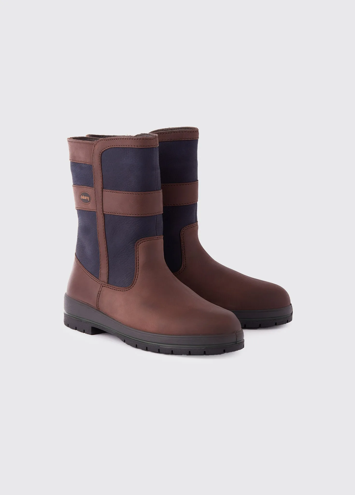 Waterproof Protection Minimal Design Roscommon Ladies' Short Rain Boot - Navy/Brown