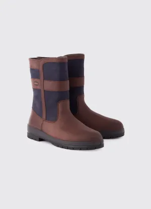 Waterproof Protection Minimal Design Roscommon Ladies' Short Rain Boot - Navy/Brown