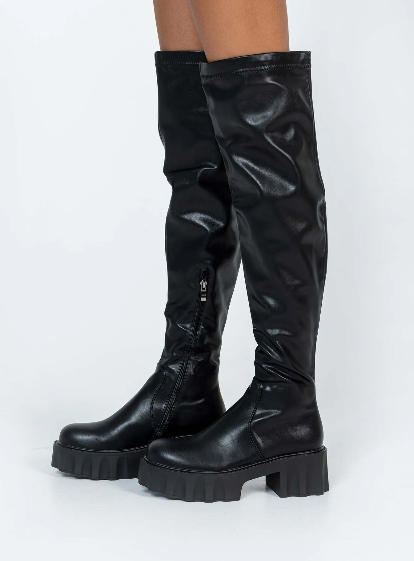 Costello Over the Knee Boots Black Stylish Upper