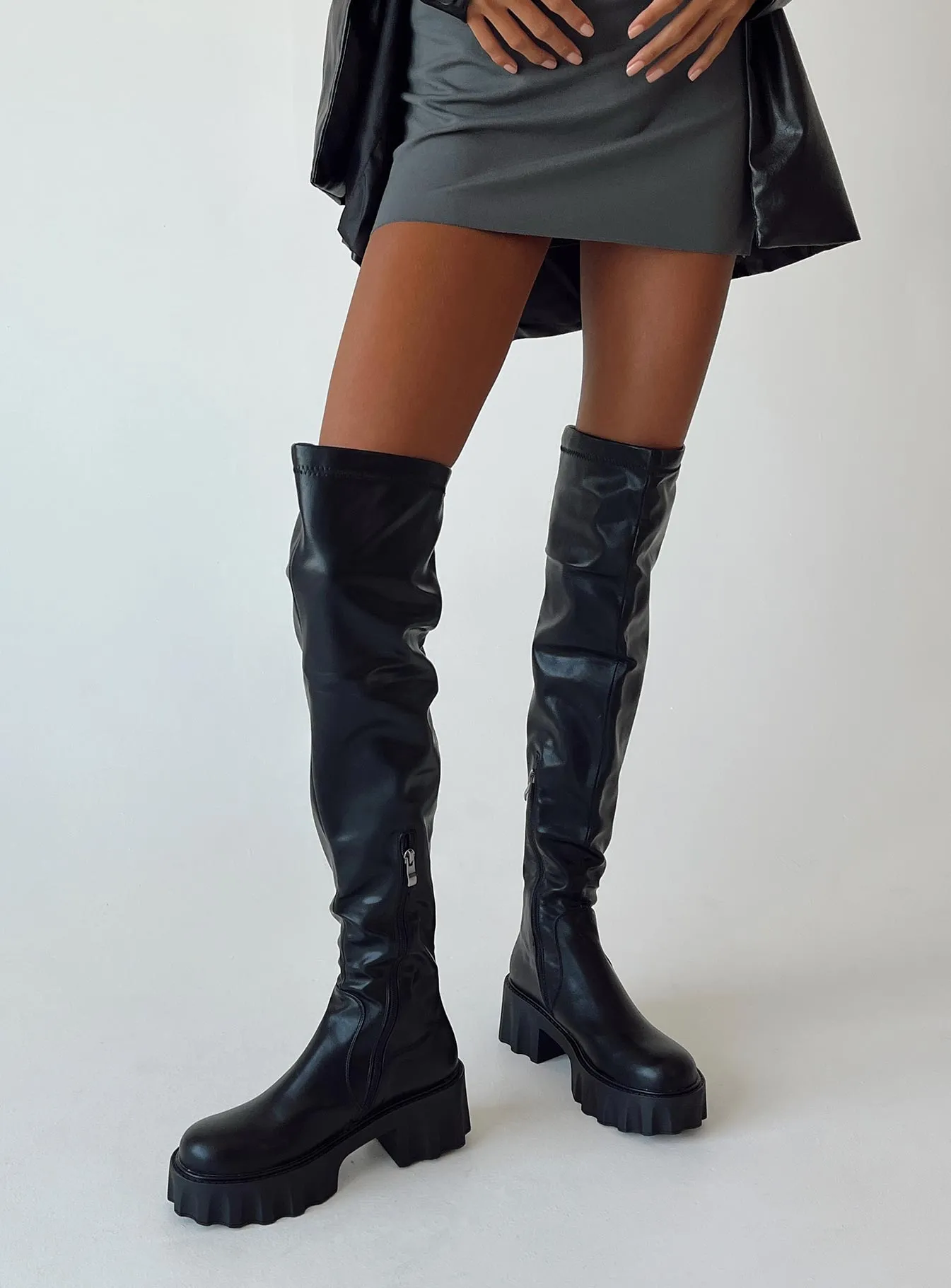 Flexible Costello Over the Knee Boots Black