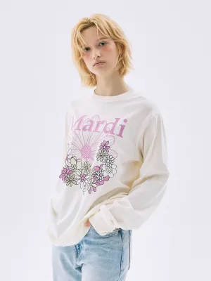 [Back in stock on October 30] TSHIRT LONG SLEEVE FLOWERMARDI JARDIN_CREAM PINKLAVENDER Fashionable Piece