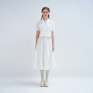 Jewel Tones Push Button Closure Midi Cotton Skirt