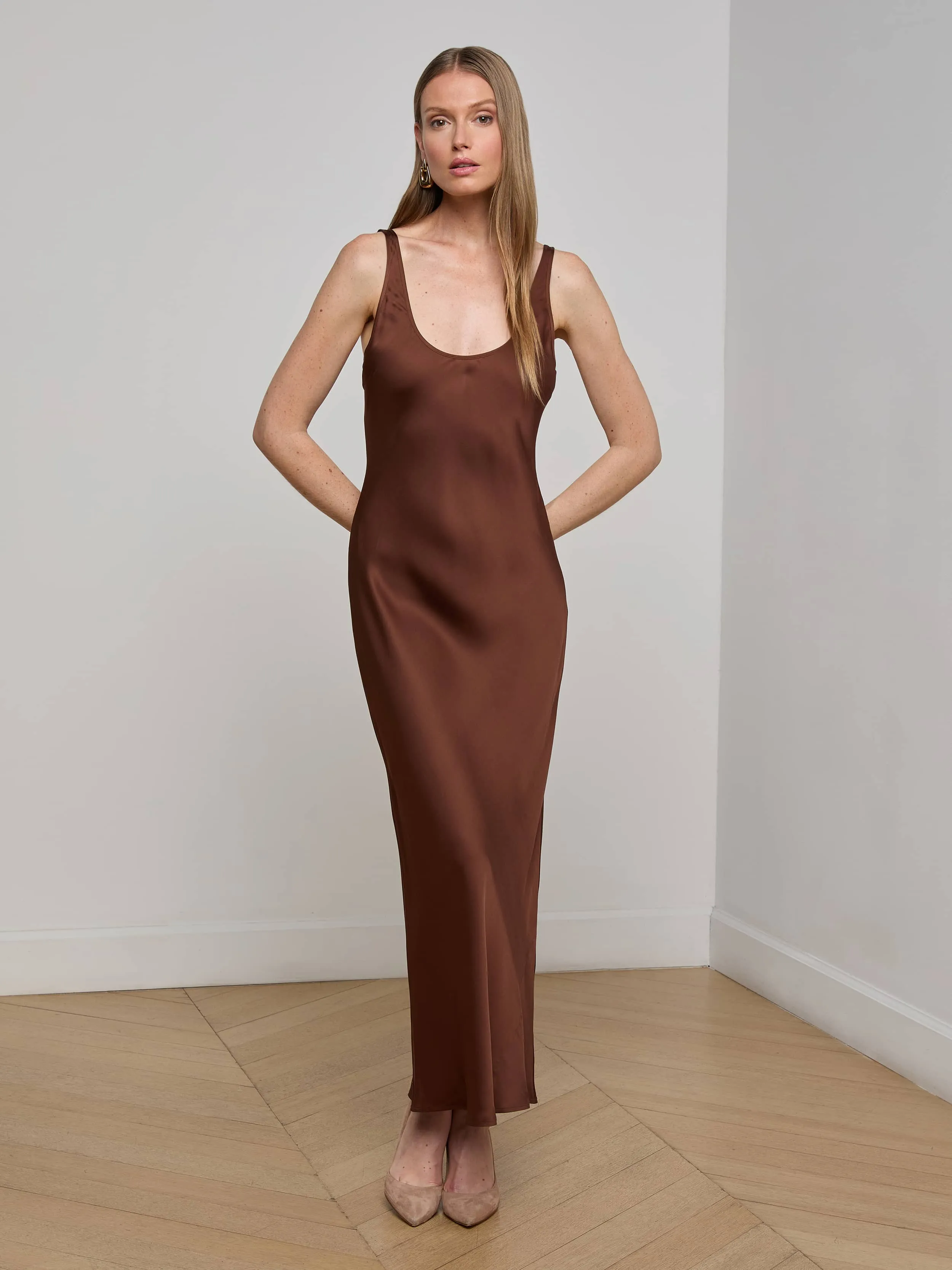 Lounge Style Luxe Look Akiya Satin Maxi Dress