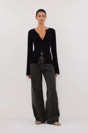 ALIAS BLACK LONG SLEEVE KNIT TOP Temperature Regulating Knit Daily Comforted