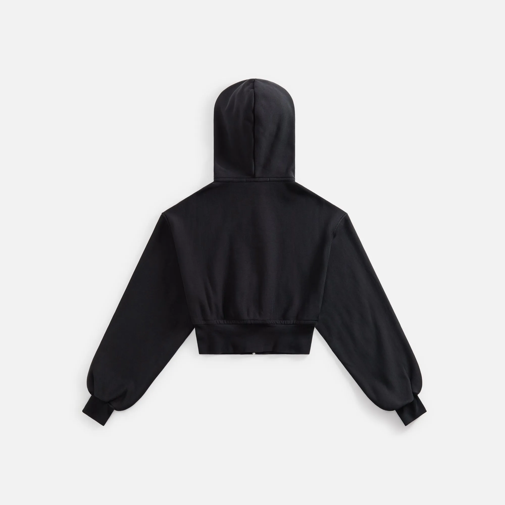 Premium Comfort T by Alexander Wang Cropped Zipup Hoodie with Branded Seam Label - Black