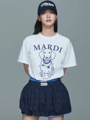 PocketDetail TSHIRT SWING THE TAIL DDANJI PEARL NECKLACE_IVORY NAVY