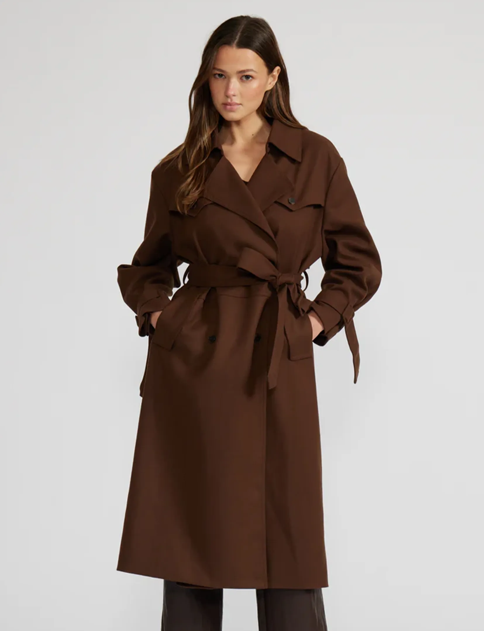 Multipurpose Layering Simple Modern Piece Allen Trench Coat, Brown