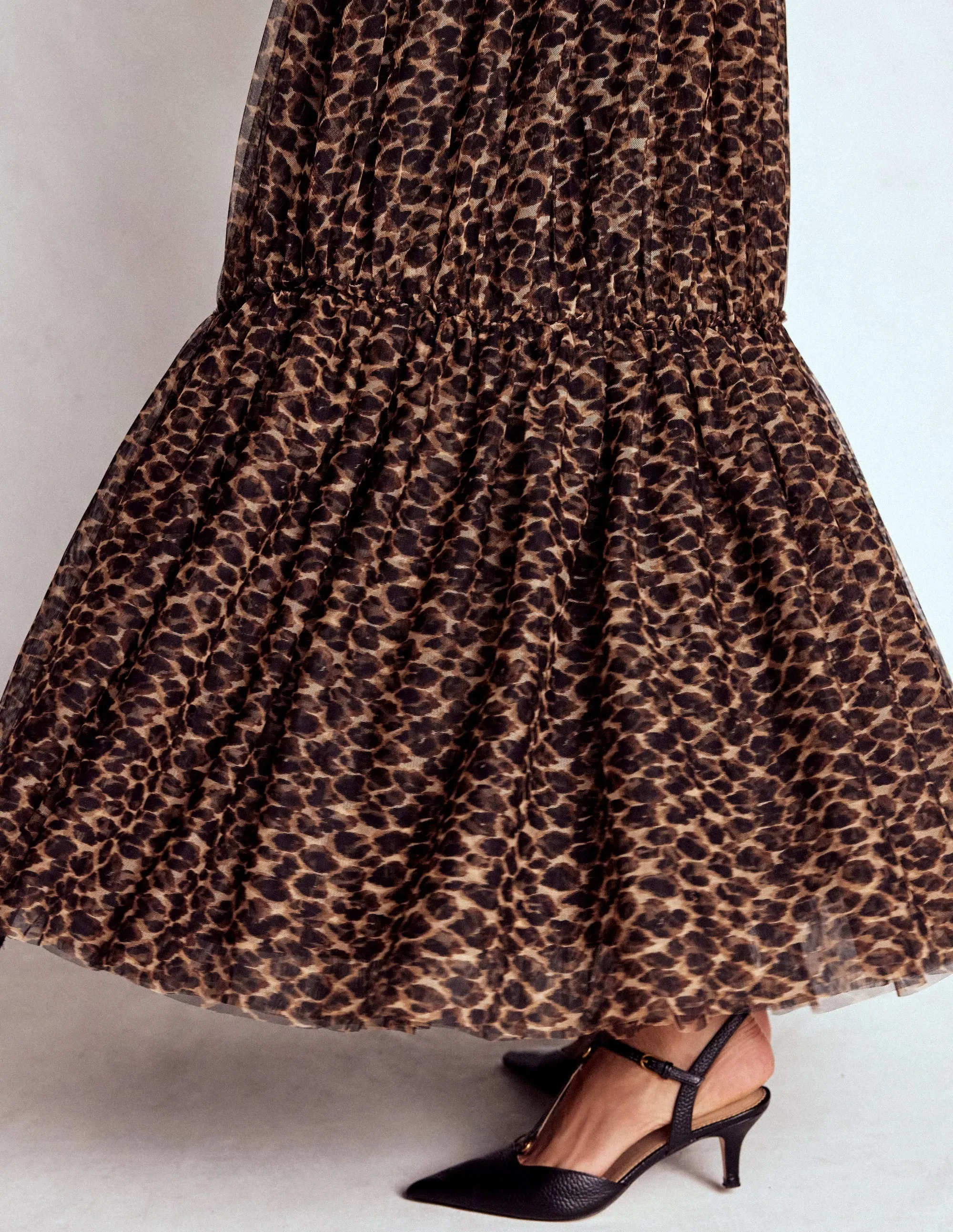 Anna Tulle Midi Skirt-Leopard Easy Movement