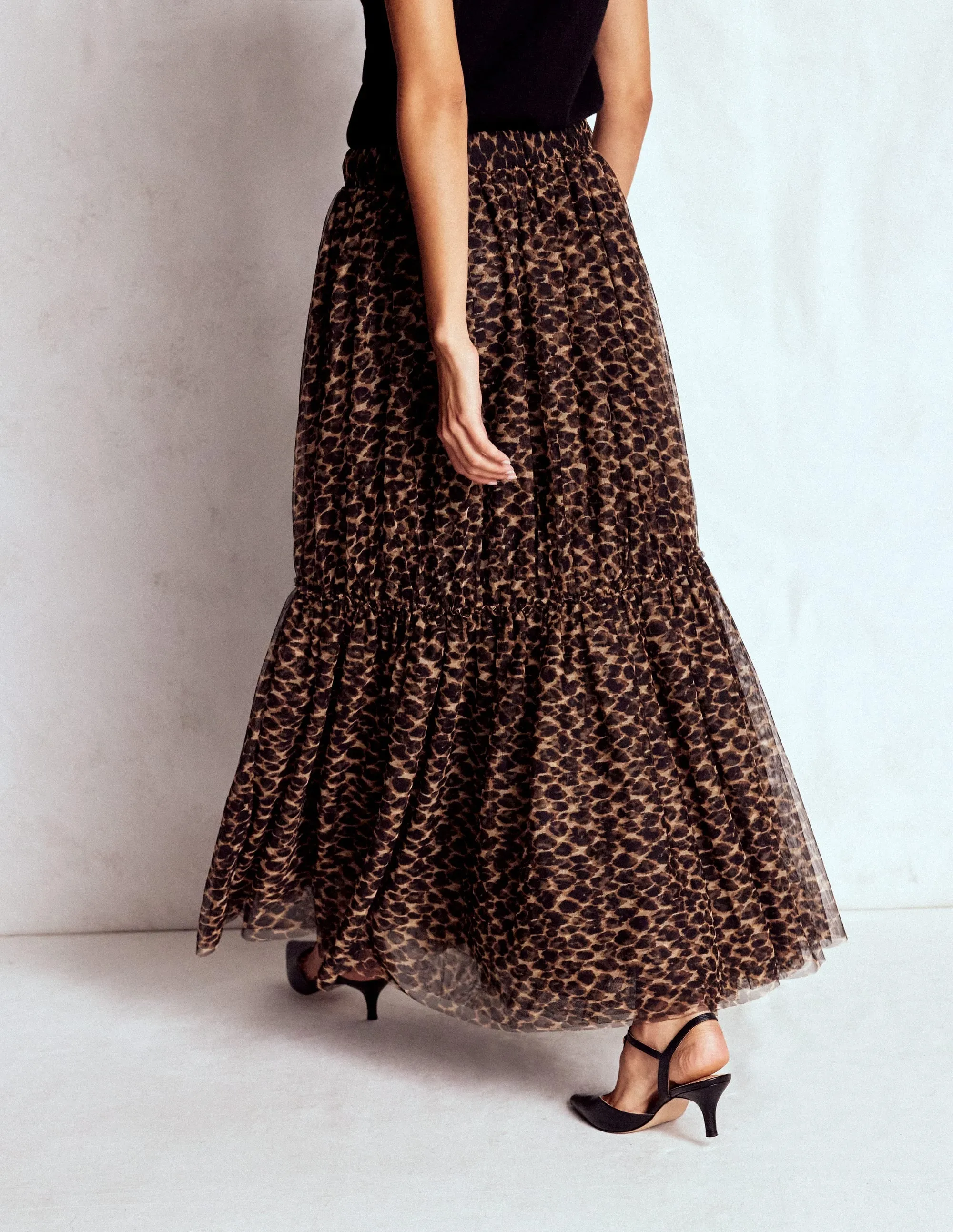 Resale Value Anna Tulle Midi Skirt-Leopard