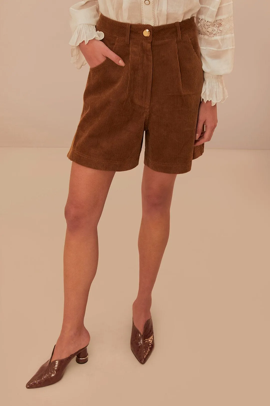 Home Wear Caramel Corduroy Shorts