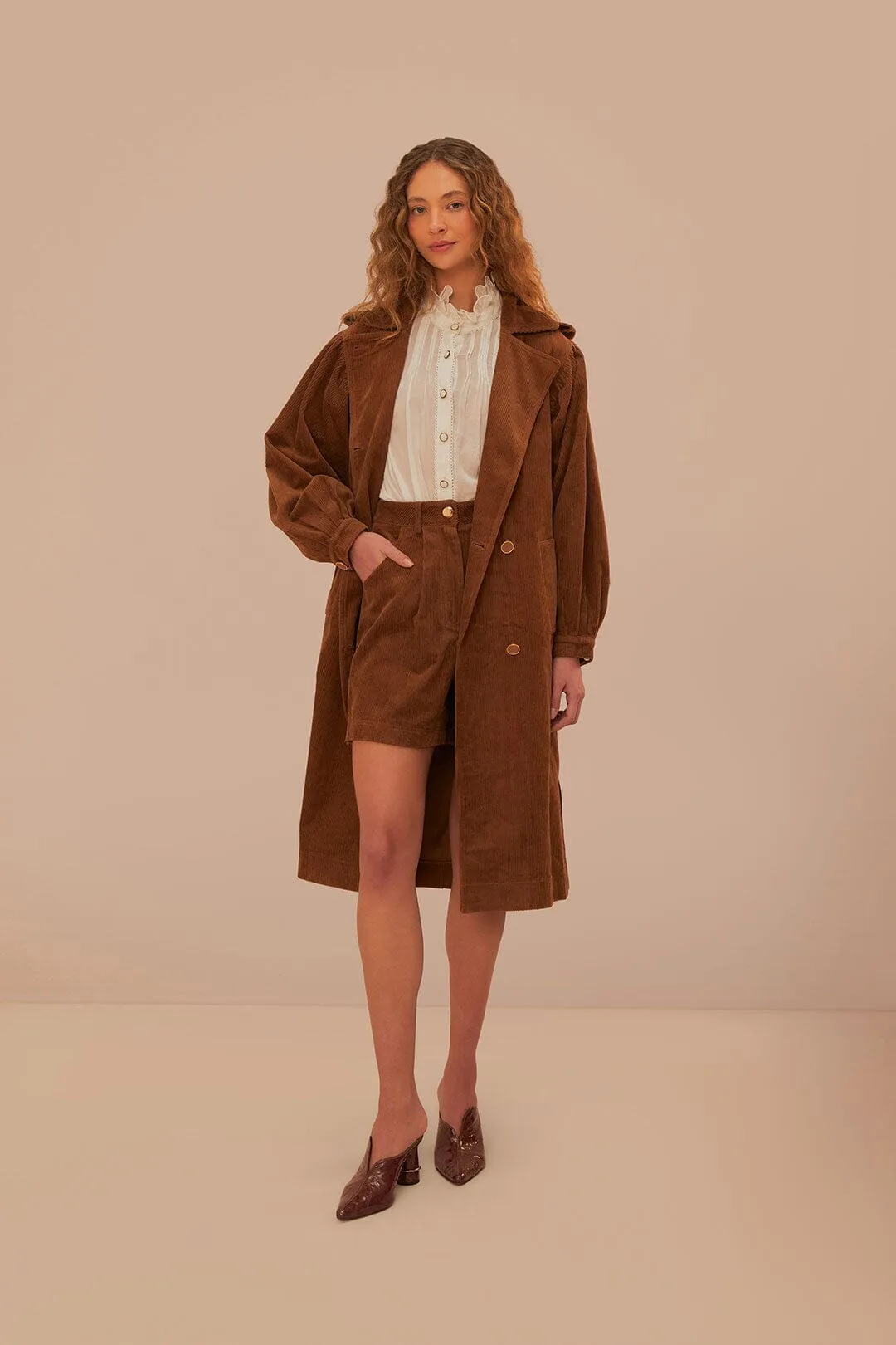 Caramel Corduroy Shorts Bright Hues Wedges