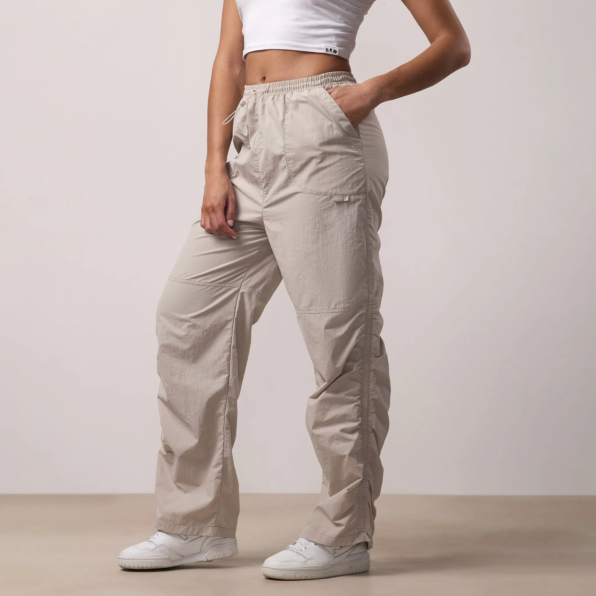 Soft Wear Gym King Ruched Woven Cargo Trouser - Light Stone