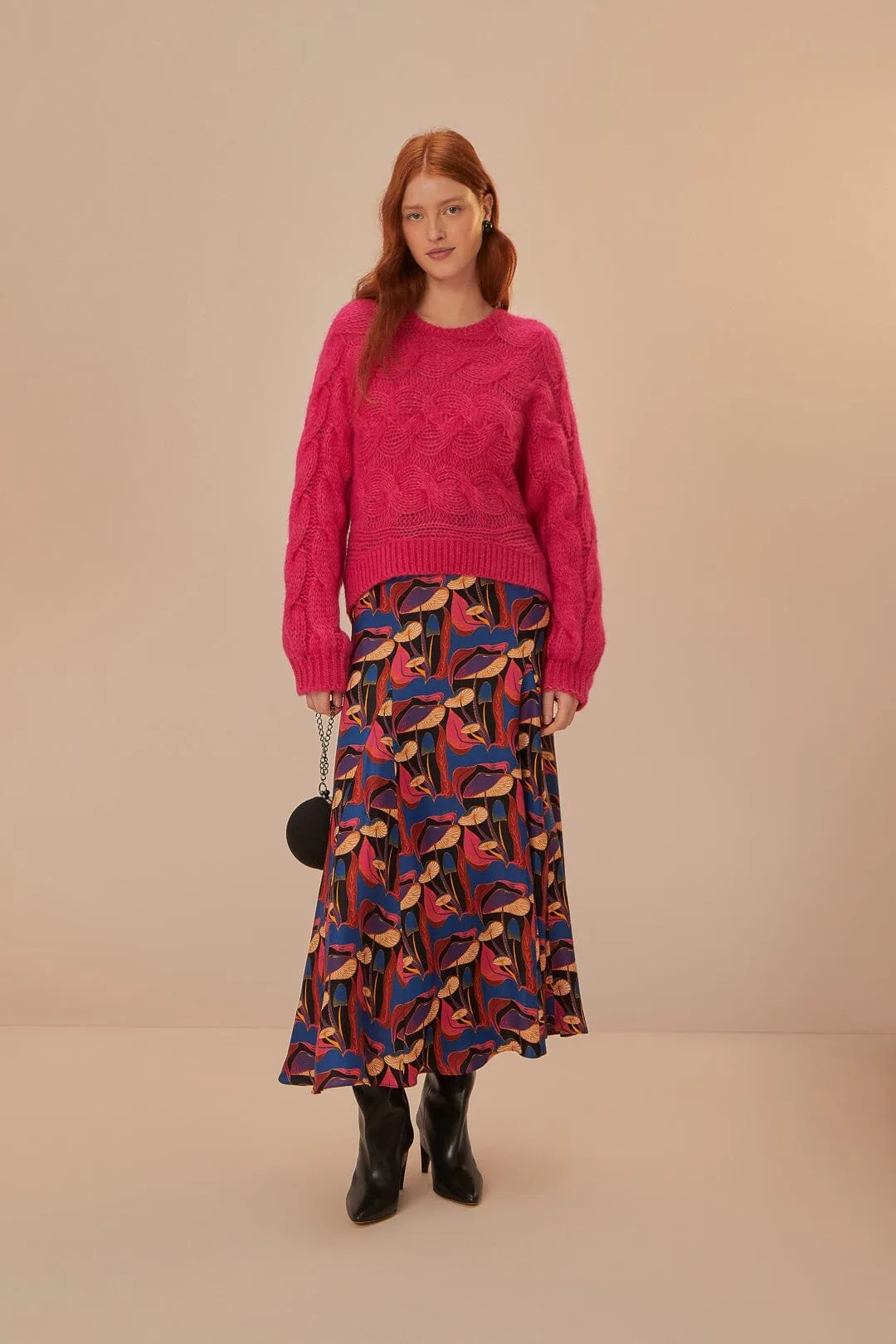 Pink Maxi Cable Knit Sweater Neutral palette Stylish Comfort