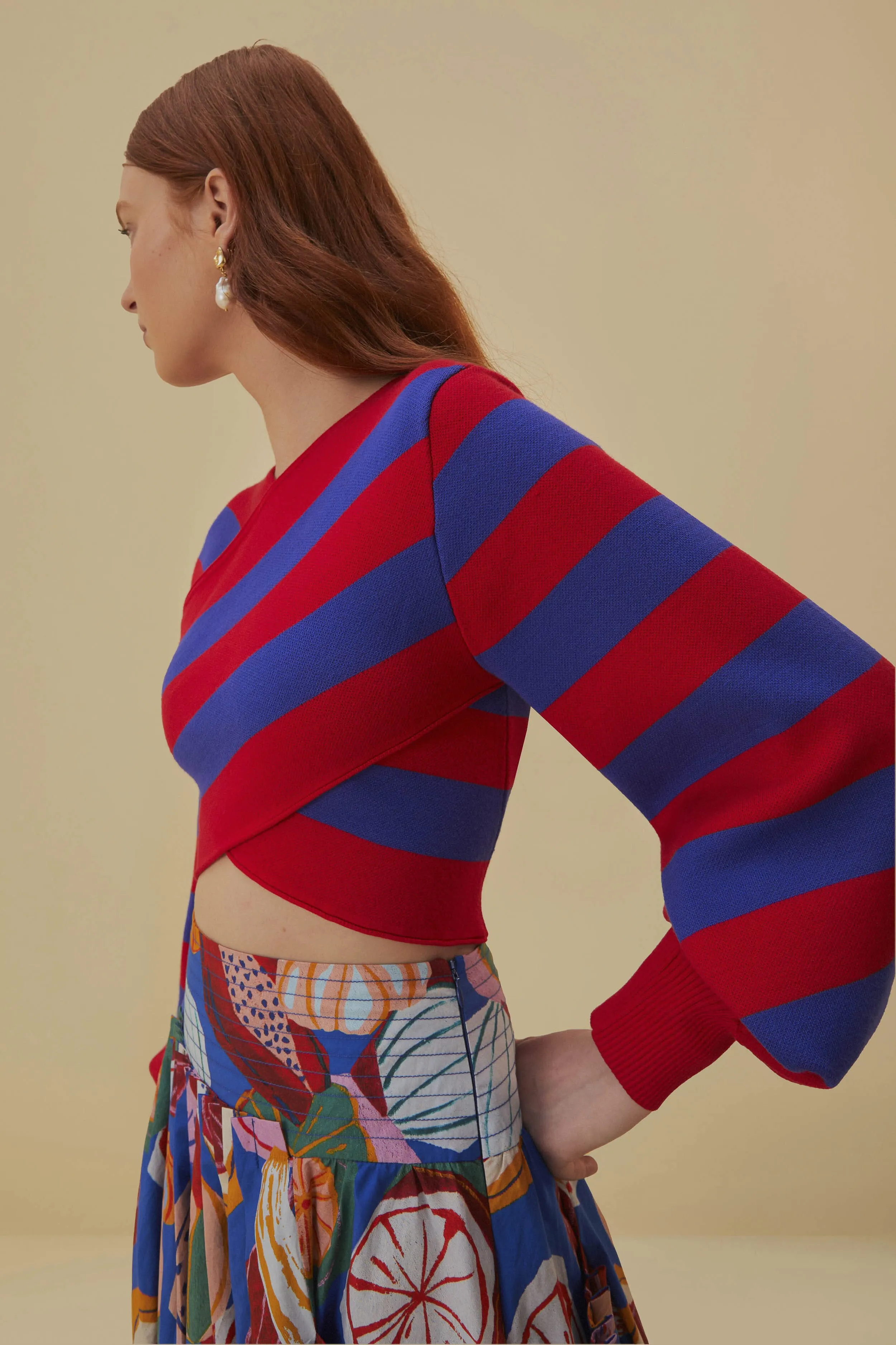 Stripes Wrap Knit Sweater Understated Charm Minimal Vibe