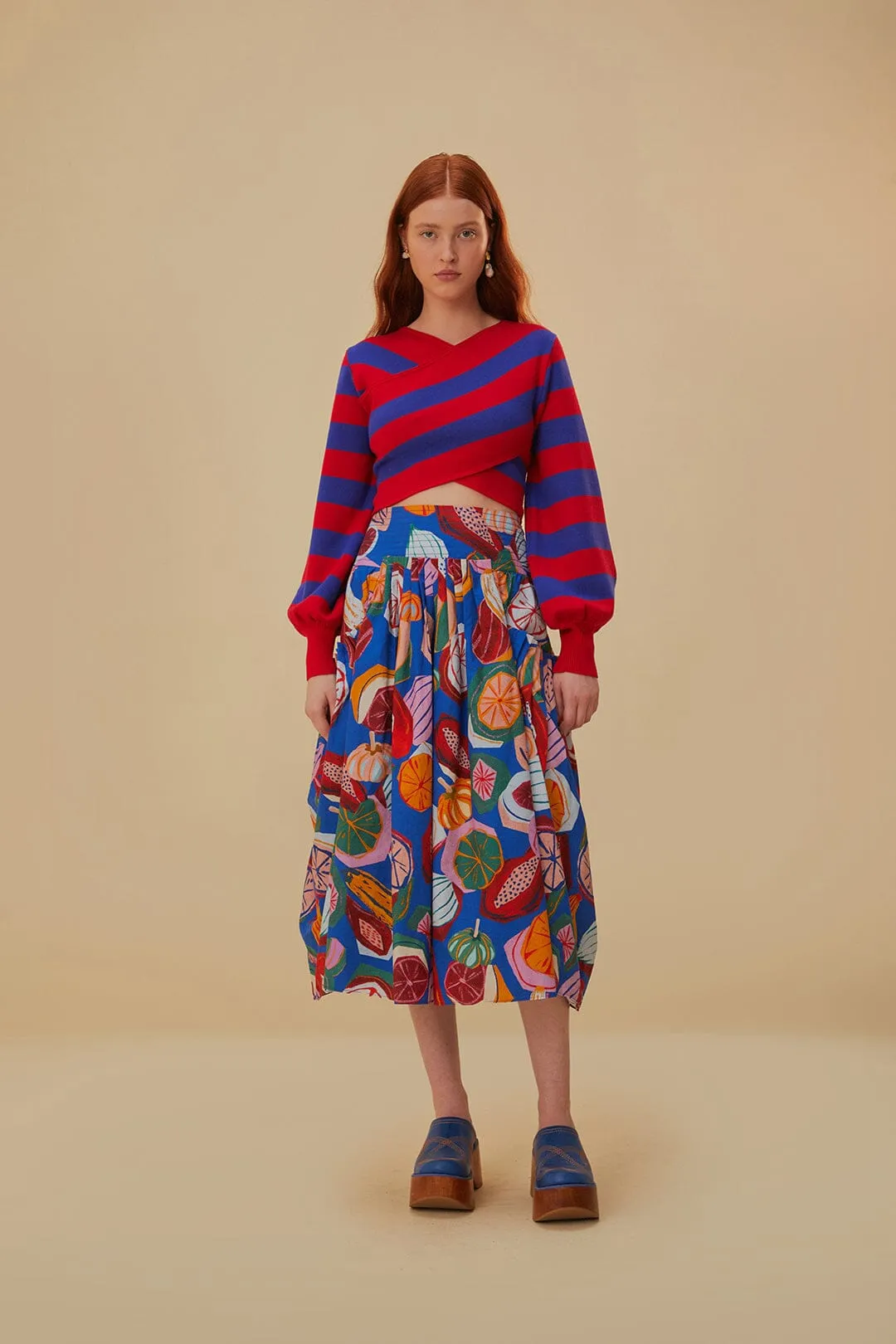 Stripes Wrap Knit Sweater OdorResistant Fabric Rolled Cuffs