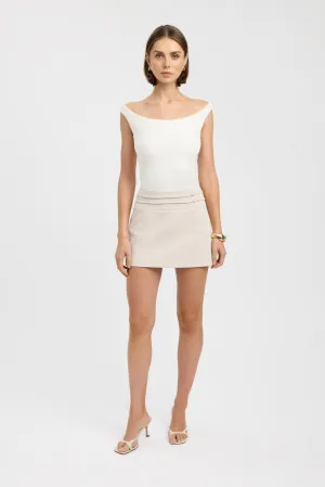 Ariel Double Belt Mini Skirt Abstract Motif