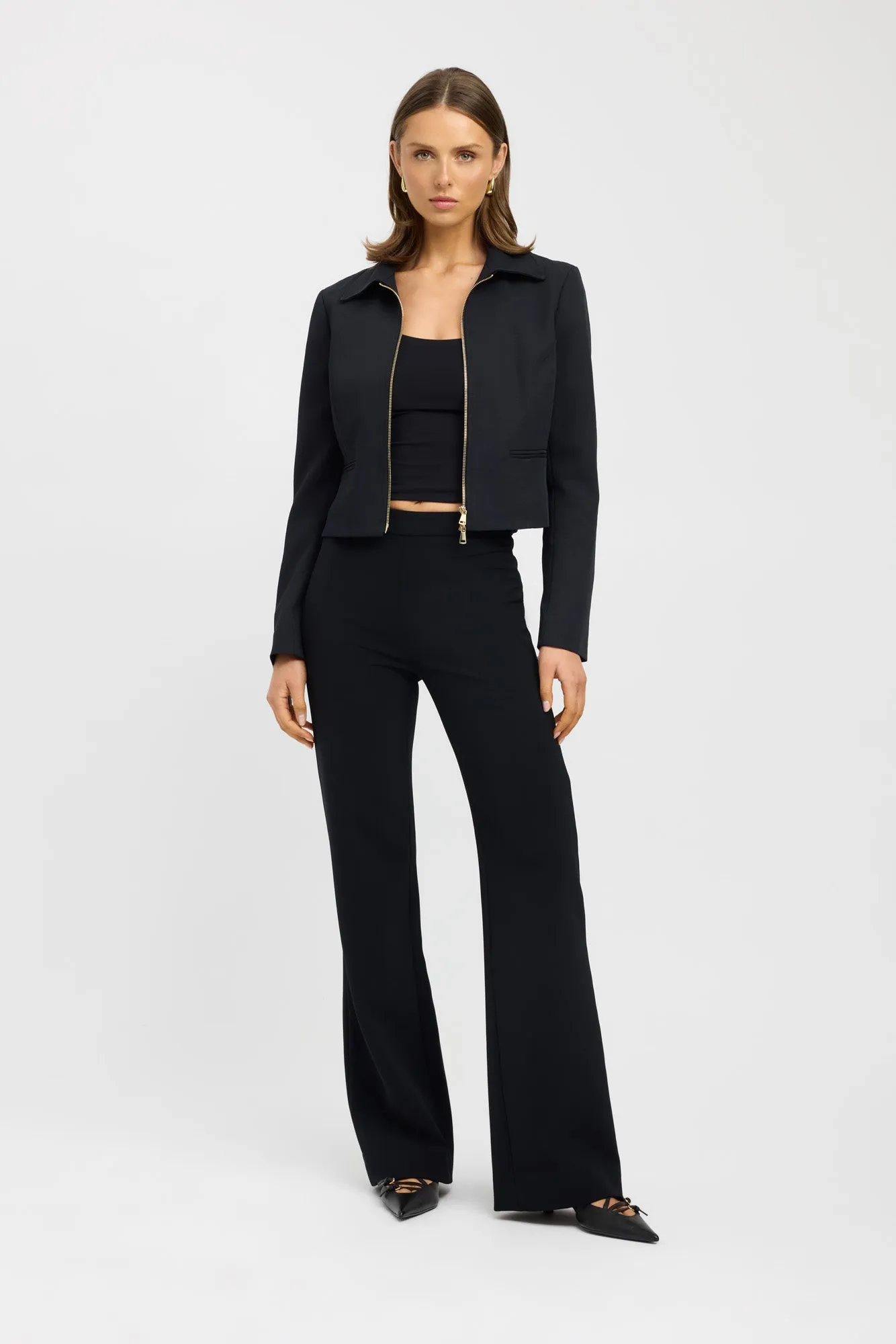 Ariel Slim Jacket Stitched Look Belted Style