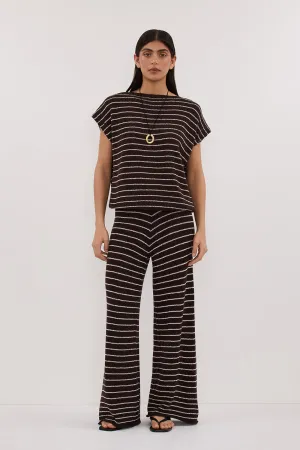 quick dry Reinforced Hems ASPEN CHOC STRIPE KNIT TOP