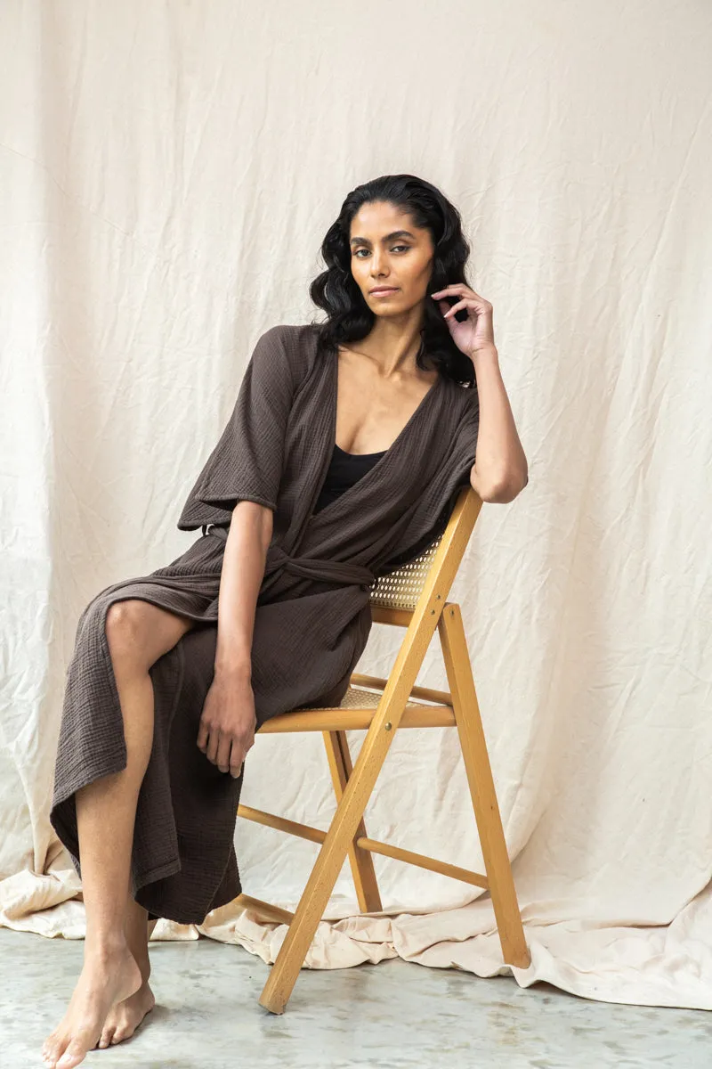 Aspyn Organic Cotton Robe in Cacao Formal-look