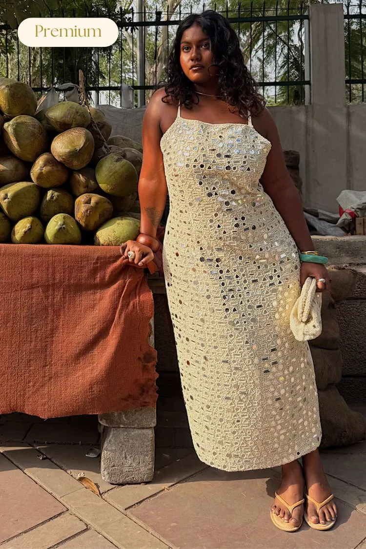 Luxe Appeal Cream Mirror Taliah Midi Dress