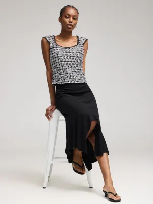 Asymmetrical Hem Midi Skirt Performance Wear