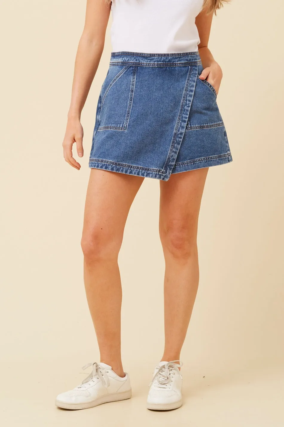 Relaxed Mood Lightweight texture AUBRIELLE DENIM SKORT
