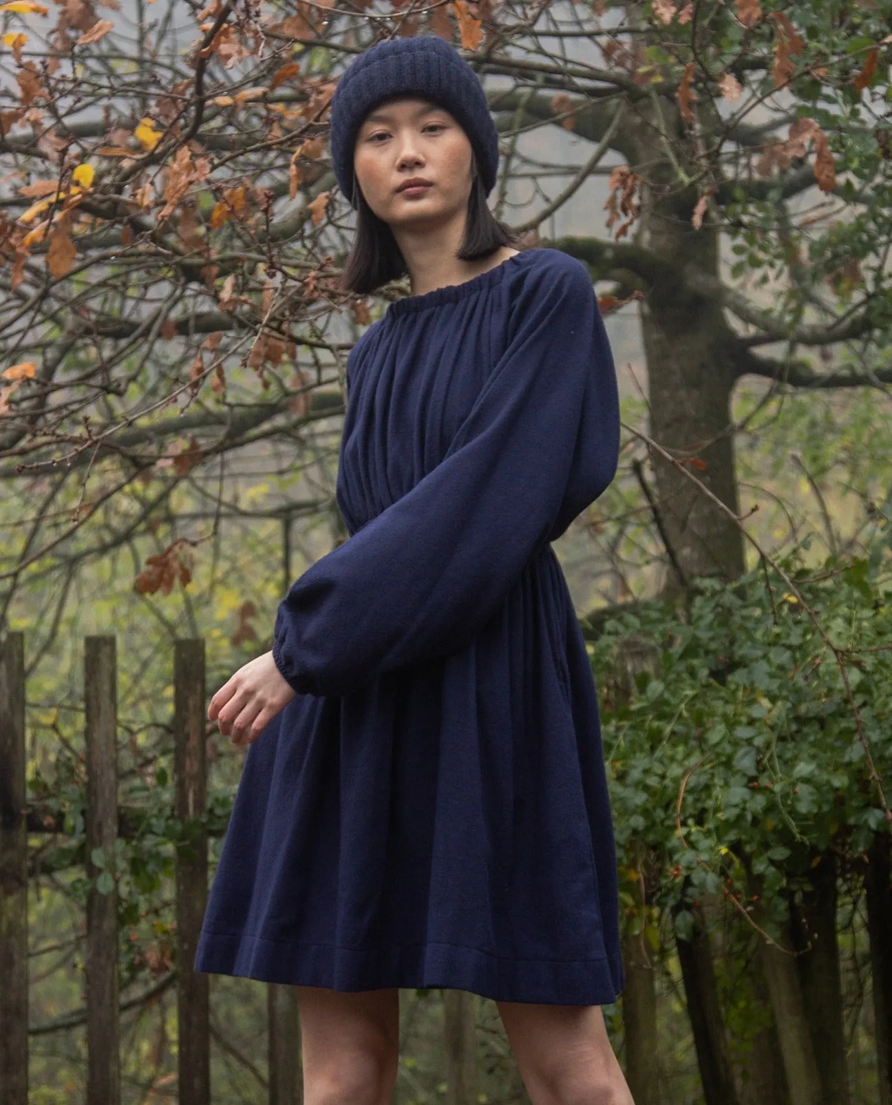 Fluid Cut Ava-Jane Organic Cotton Brushed Twill Dress in Night Sky
