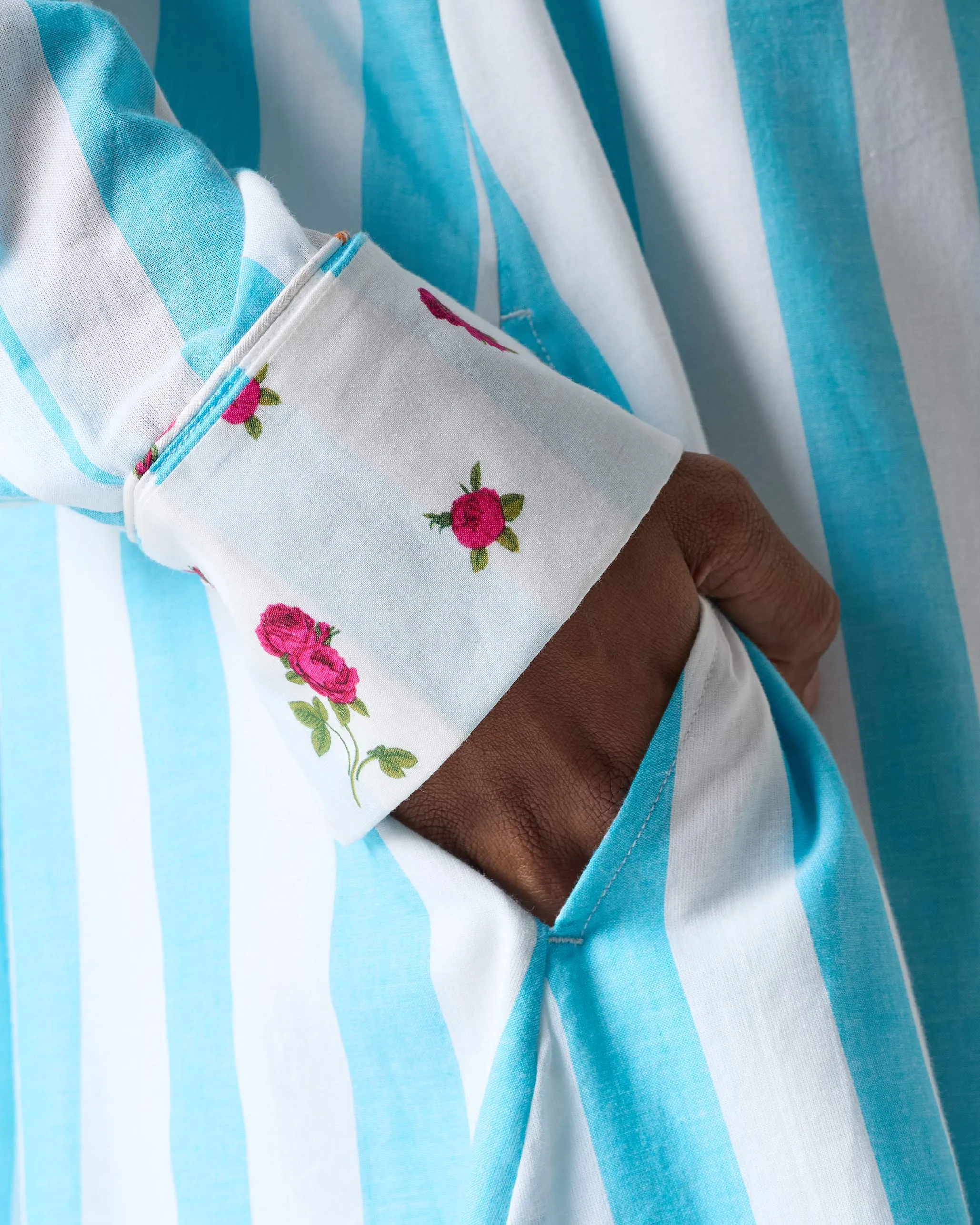 Ava Shirt Dress - Aqua & White Stripes Refined Cut Modern Layers