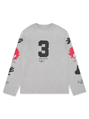 Raw Hem Finish Holiday Casual UNISEX TSHIRT LONG SLEEVE LOGOS_GREY