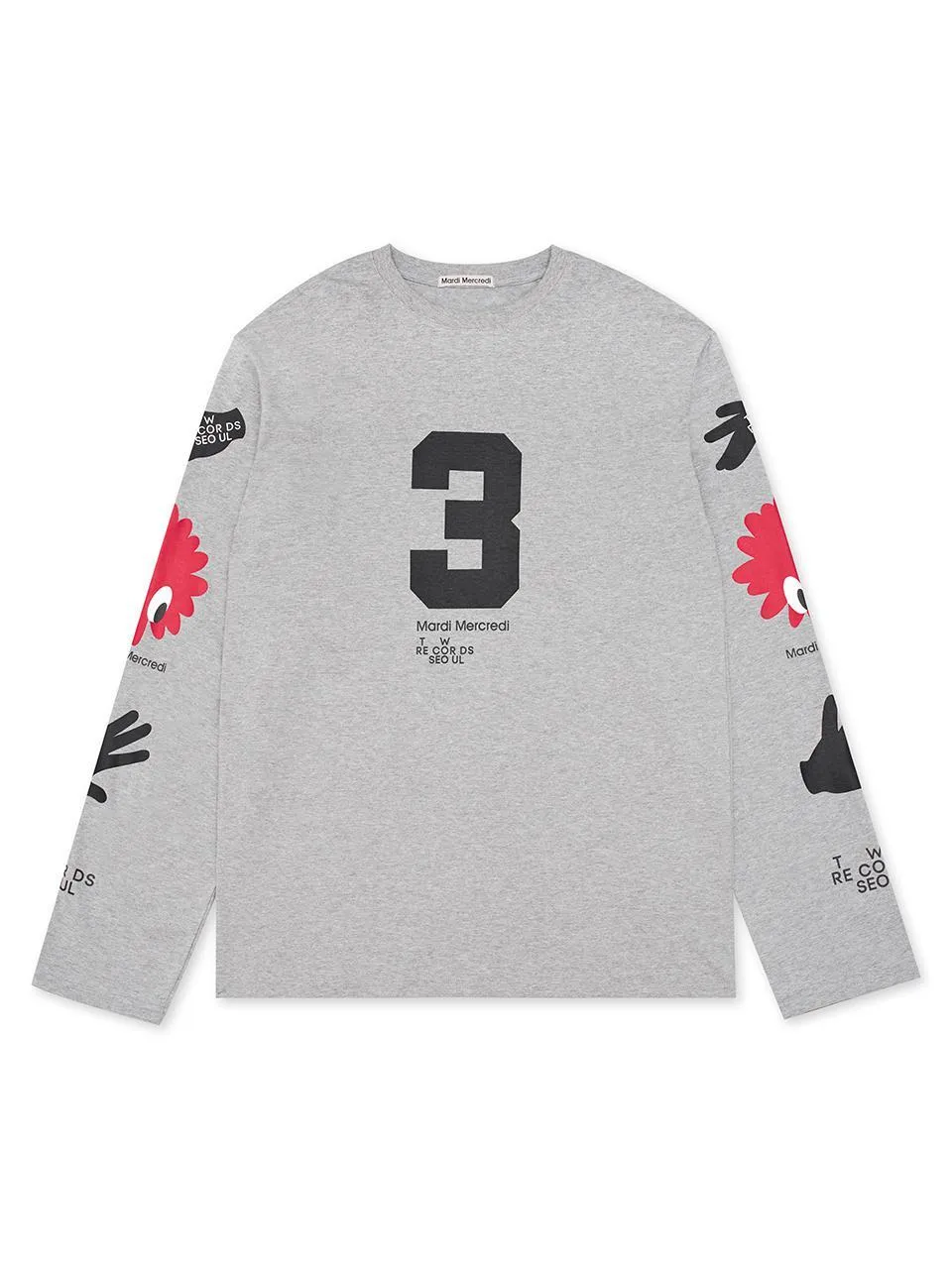 Raw Hem Finish Holiday Casual UNISEX TSHIRT LONG SLEEVE LOGOS_GREY