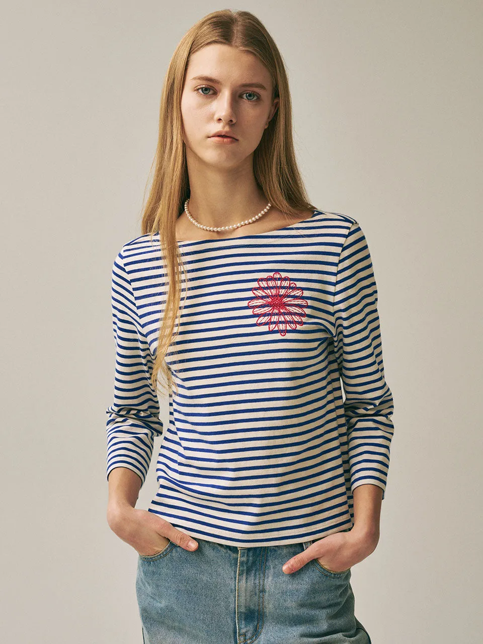 Fresh Outfit Quick Dry Performance [Back in stock on October 24] SLIM TSHIRT 3/4 SLEEVE STRIPE_BLUE RED