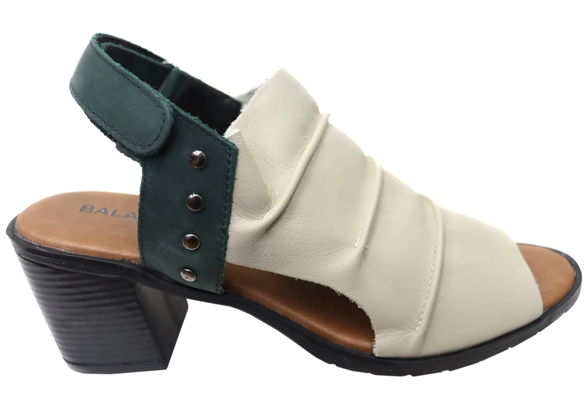 Balatore Cassie Womens Comfortable Brazilian Leather Mid Heel Sandals Stylish Design