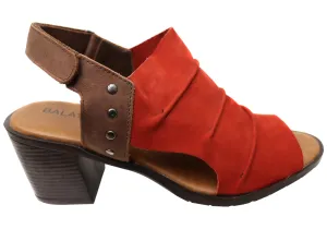 Balatore Cassie Womens Comfortable Brazilian Leather Mid Heel Sandals Sexy Platform Heels Luxury Dress Shoes