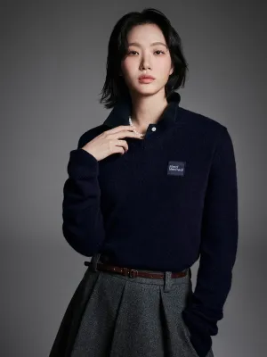 Mood Booster Odor Resistant RACCOON BLENDED V NECK SQUARE LOGO_NAVY