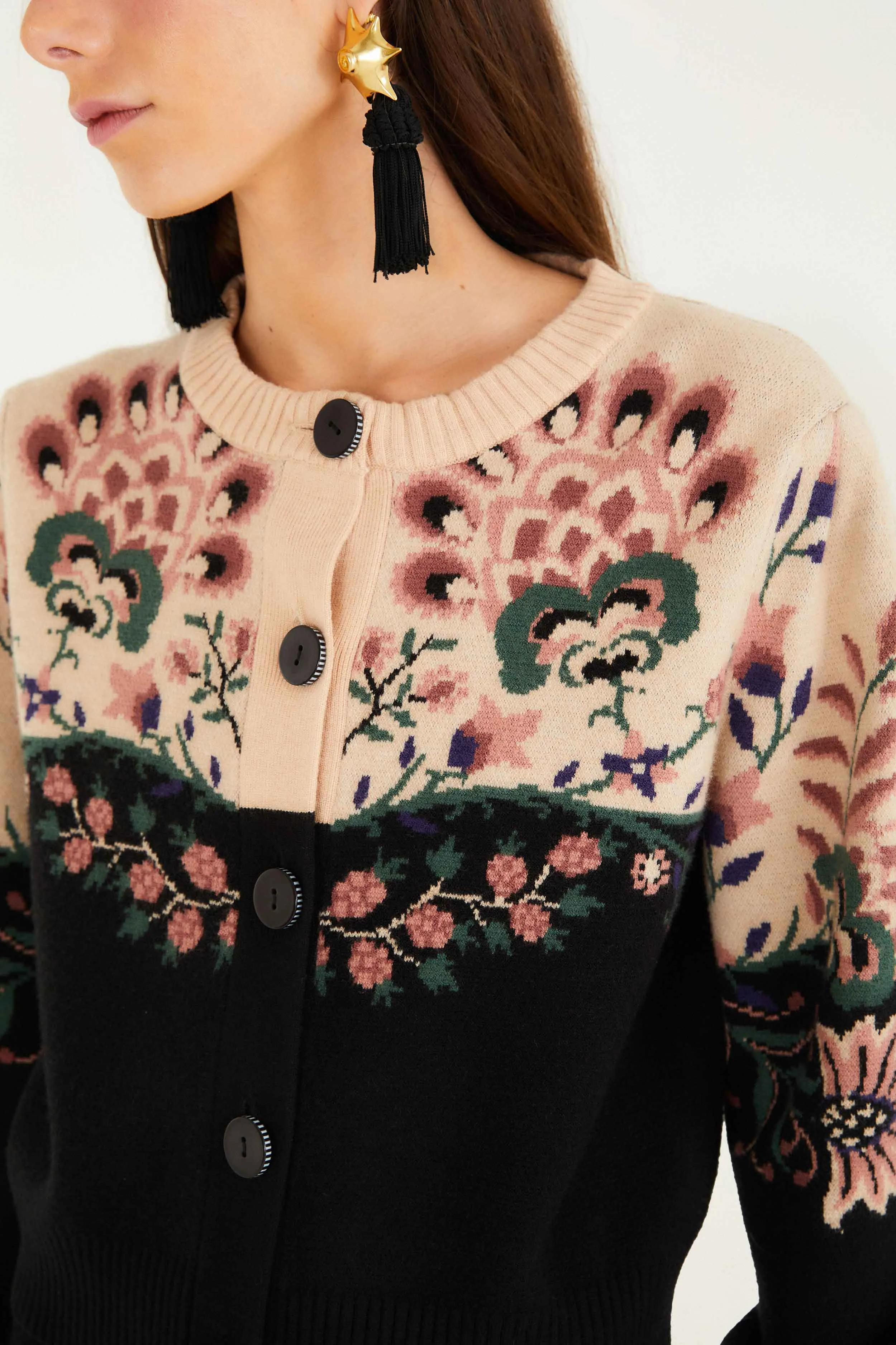 Belle Garden Mixed Knit Cardigan AntiPilling Finish