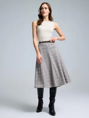 Belted Plaid Midi Skirt Layered Style Heritage Inspired