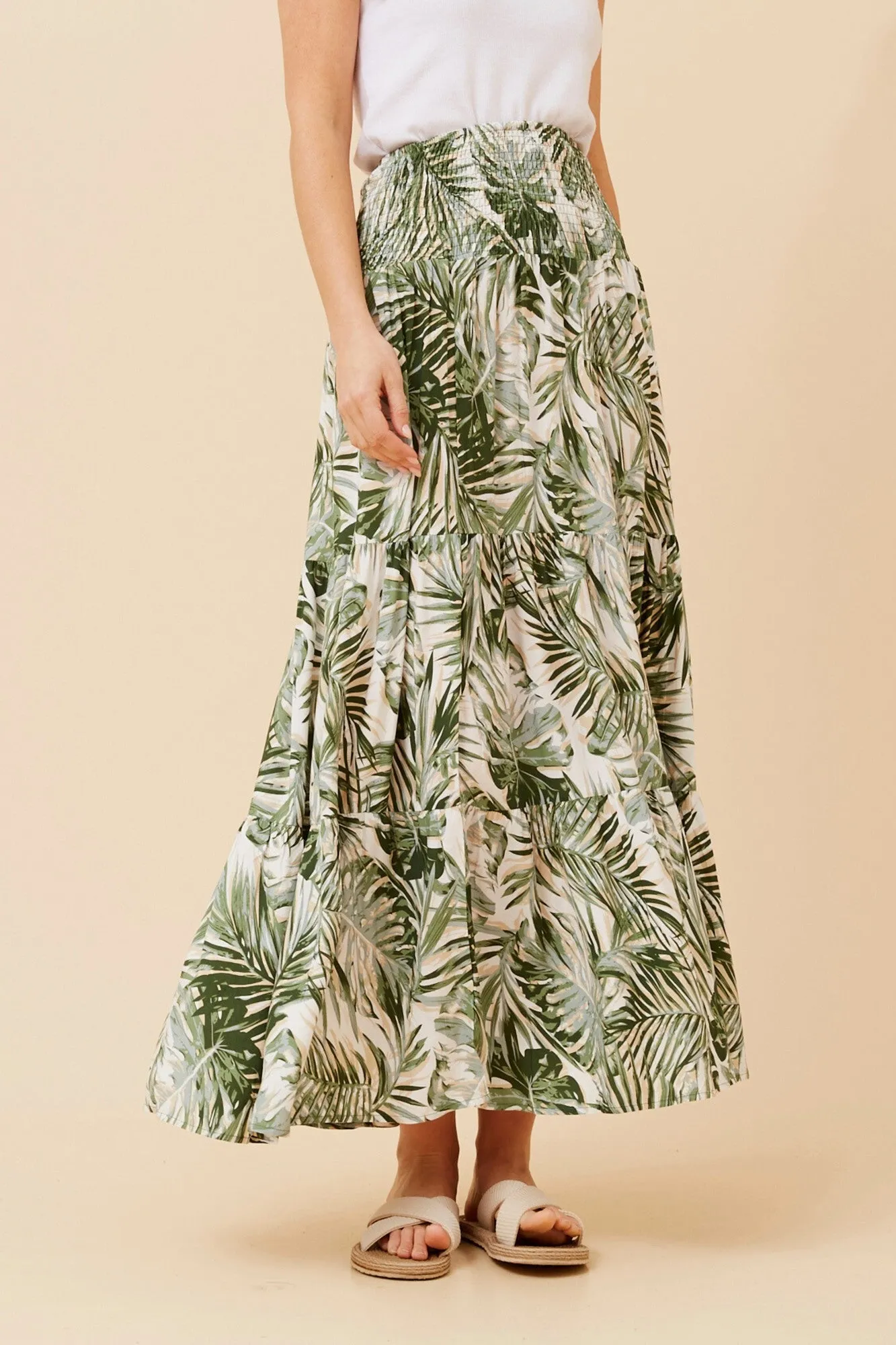Aesthetic Look BETTINA LEAF PRINT MAXI SKIRT
