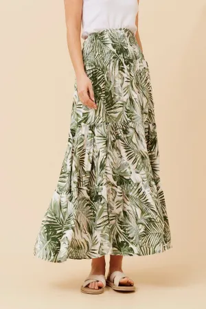 BETTINA LEAF PRINT MAXI SKIRT Soft Texture