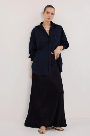 Trendy Mood Date night CHARLI INK SATIN MAXI SKIRT