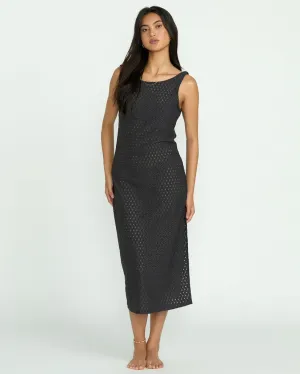 Billabong Womens Dress Eyelet Sun Midi Dress Beach Coverup Anti-Static-Finish Feminine Structure