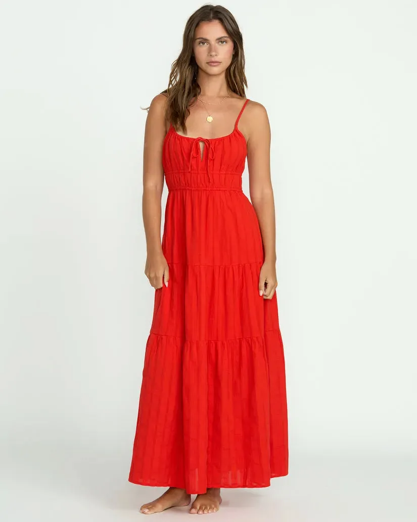 Bright Bloom Professional Look Billabong Womens Dress Red Aloha Maxi
