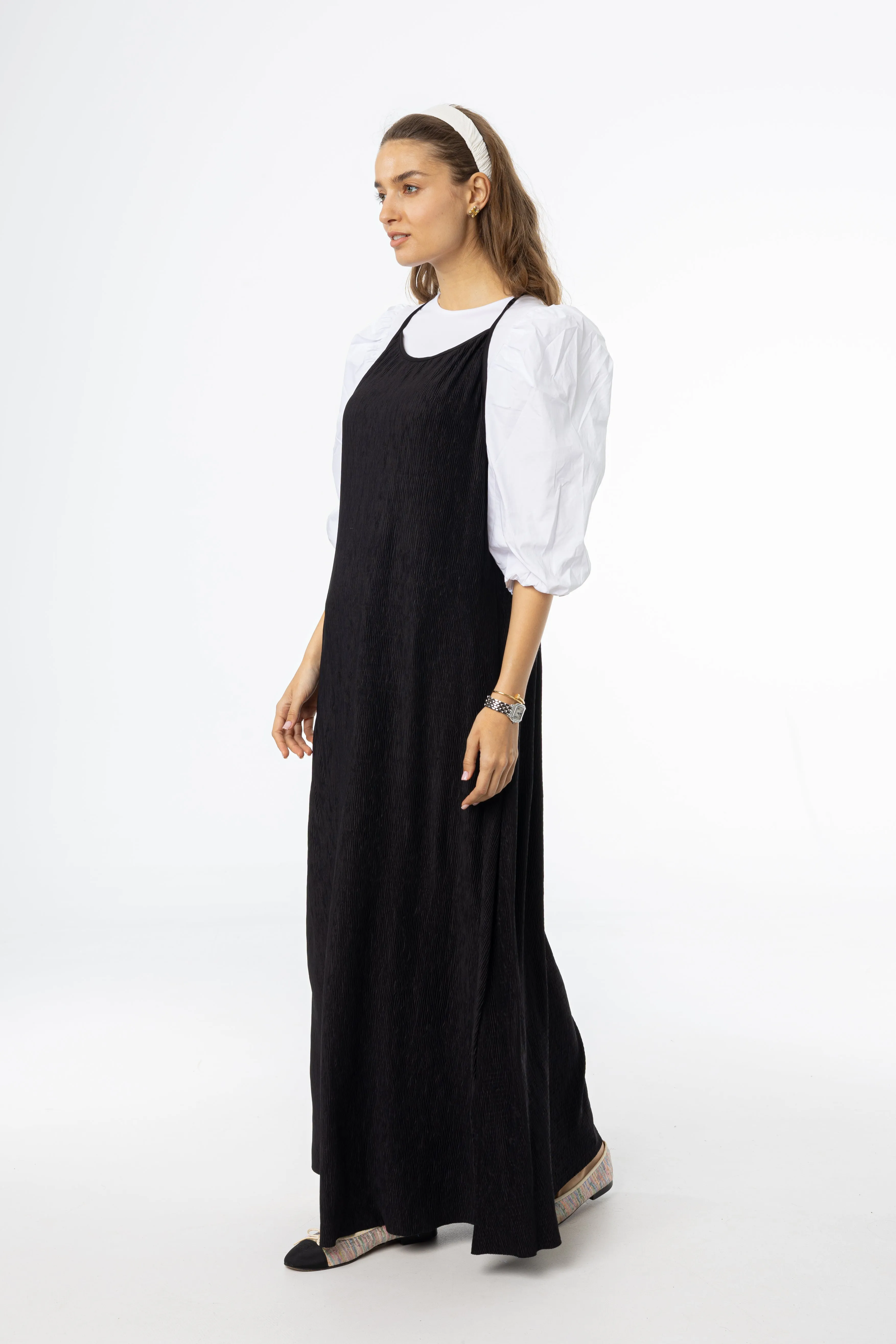 Black Accordion Jumper Graceful Ease Cozy Mood