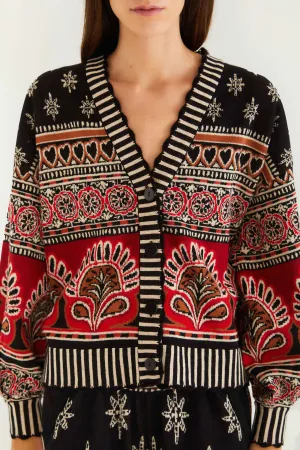 Black Ainika Love Coconut Groove Knit Cardigan Durable Blend